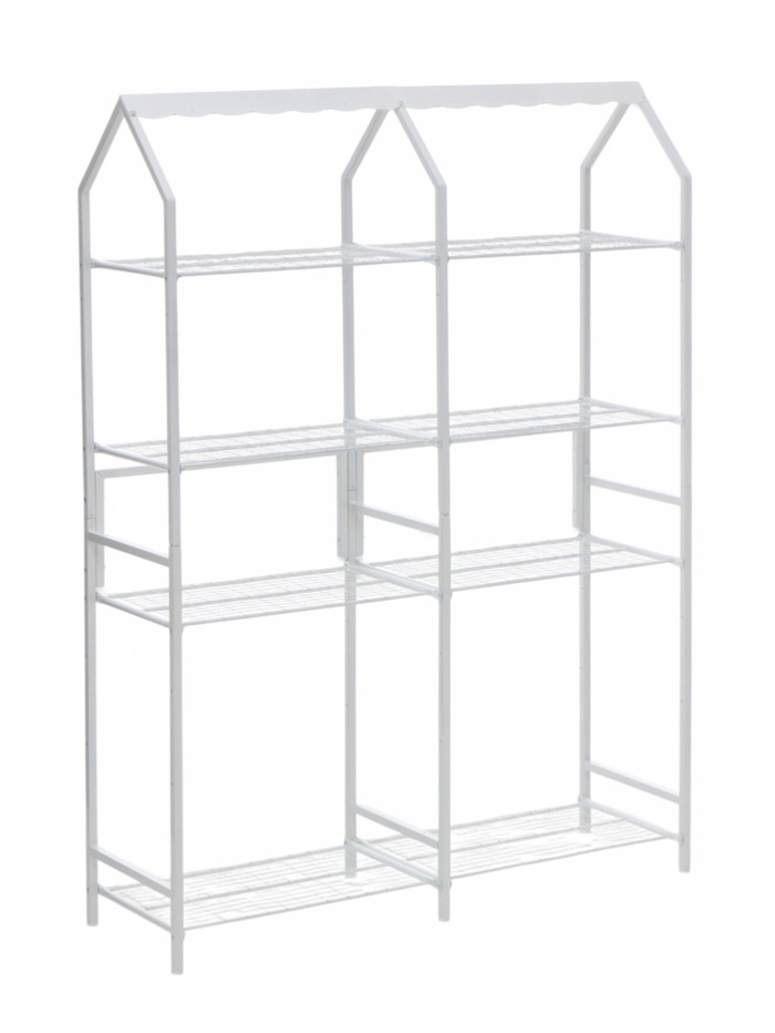 Подставка для цветов, 133×40×177 см, 8 полок, 2 секции, белая - Фото 1