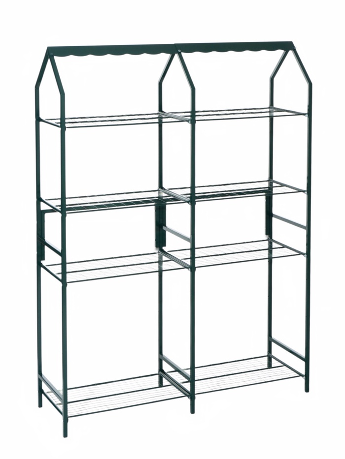 Подставка для цветов, 133×40×177 см, 8 полок, 2 секции, зелёная - Фото 1