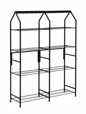 Подставка для цветов, 133×40×177 см, 8 полок, 2 секции, чёрная  (артикул 10990791)  большой выбор товаров оптом и в розницу по низким ценам с доставкой