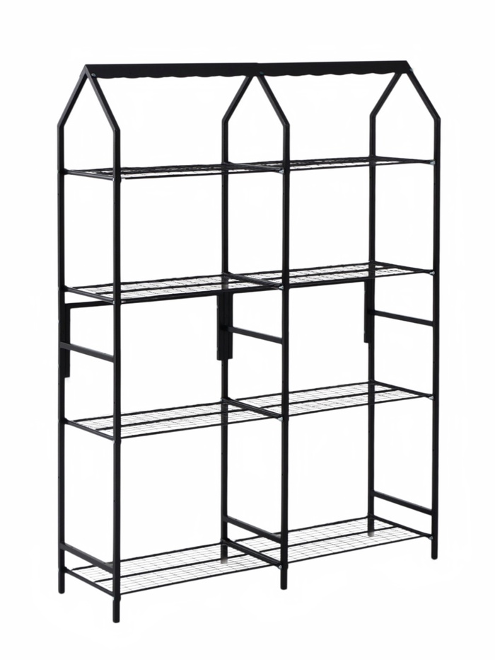 Подставка для цветов, 133×40×177 см, 8 полок, 2 секции, чёрная - Фото 1