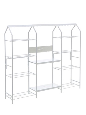 Подставка для цветов, 208×40×177 см, 8 полок, 3 секции, белая