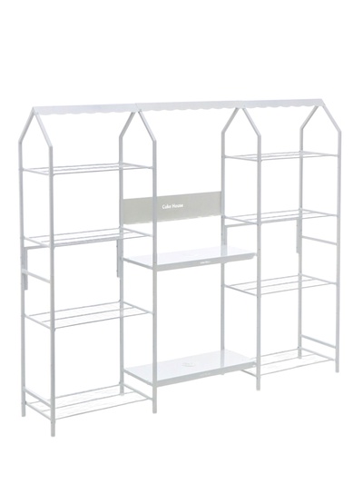 Подставка для цветов, 208×40×177 см, 8 полок, 3 секции, белая