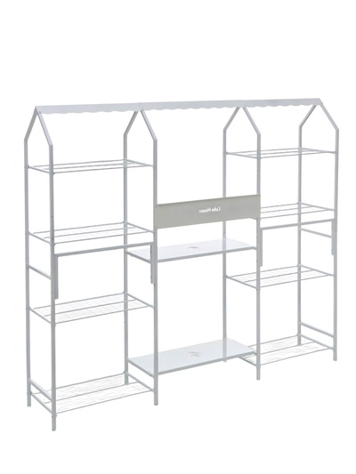 Подставка для цветов, 208×40×177 см, 8 полок, 3 секции, белая