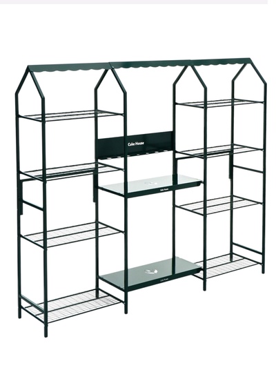 Подставка для цветов, 208×40×177 см, 8 полок, 3 секции, зелёная