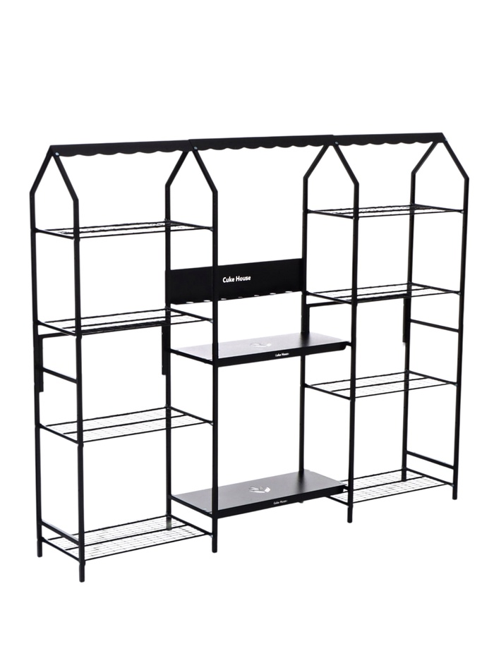 Подставка для цветов, 208×40×177 см, 8 полок, 3 секции, чёрная - Фото 1