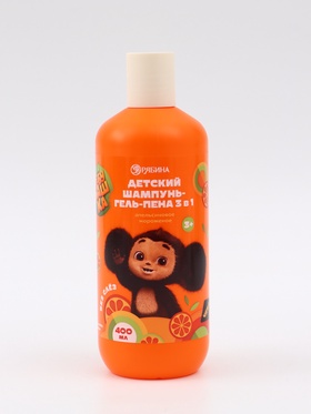 Детский шампунь-гель-пена 3в1, 400 мл, аромат апельсиновое мороженое, «Чебурашка»