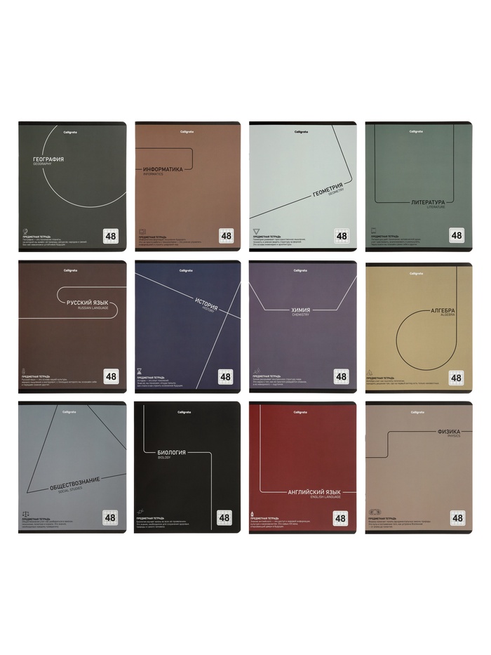 Комплект 12 предметных тетрадей 48 листов, справочная информация, 60 г - Фото 1