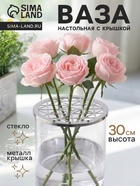 Ваза для цветов с крышкой «Альваро», 30×15 см, стекло, прозрачная - Фото 1