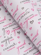 Бумага упаковочная крафт белый «Пожелания», черный/розовый, 0.7×10±5% м, 60 г - Фото 2