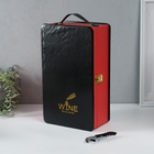 УЦЕНКА Шкатулка под 2 бутылки «Наслаждение», дерево, кожзам, чёрно-красный, 1 предмет 12×21×36 см - Фото 1