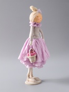 УЦЕНКА Кукла интерьерная текстильная «Малышка в сиреневом наряде, с корзиной цветов», 45.5×17×19 см - Фото 3