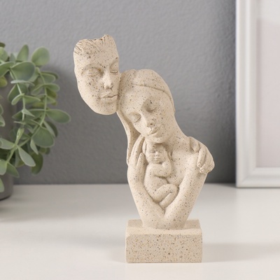 УЦЕНКА Фигурка - бюст полистоун «Родители с малышом», белый в крапинку, 10×5×15.5 см