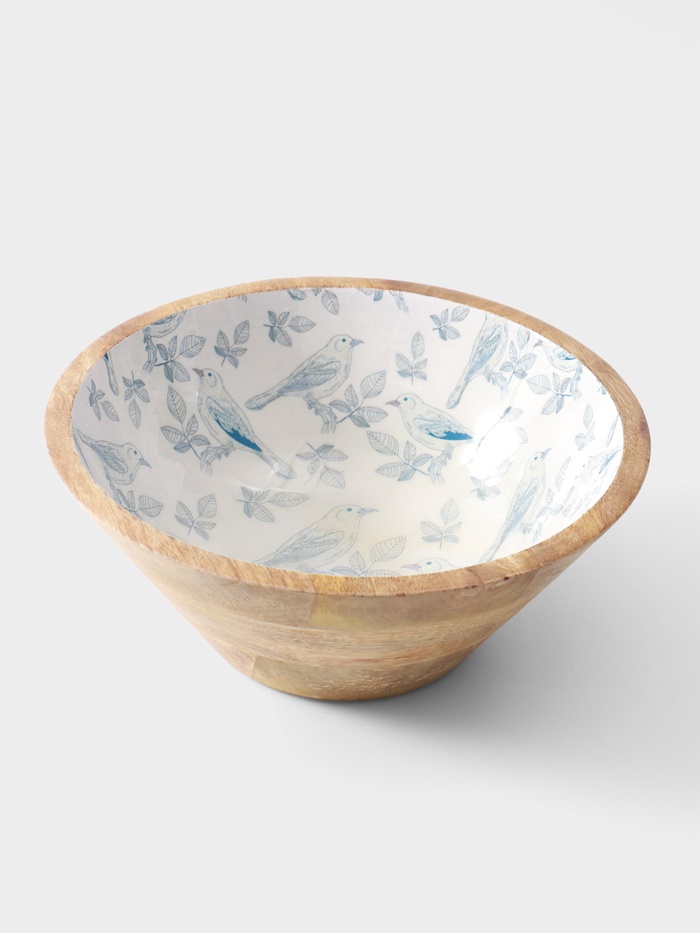 УЦЕНКА Салатник "Синие птицы" дерево манго 25х25х10 см - Фото 1