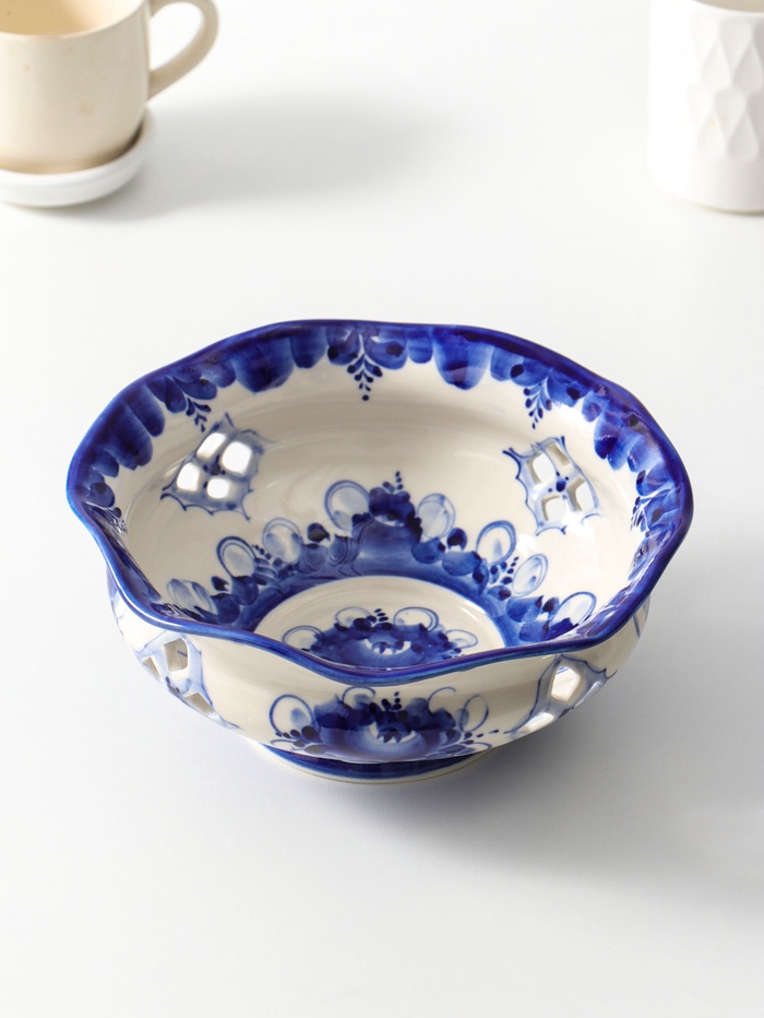 Конфетница фарфоровая «Утро», автор Рогов, 1.1 л, 21×9 см, гжель - Фото 1