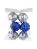 УЦЕНКА Набор шаров пластик d=8 см, 6 шт. «Мелания» серебро синий - Фото 5
