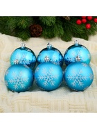 УЦЕНКА Набор шаров пластик d-7 см, 6 шт "Снегопад" голубой - Фото 3