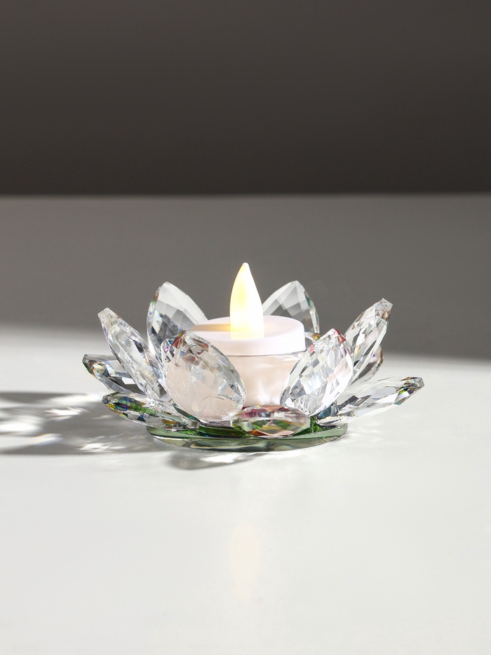 УЦЕНКА Подсвечник на 1 свечу стекло «Лотос радужный», d=11.5 см - Фото 1