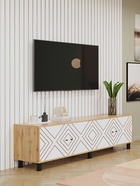 УЦЕНКА Тумба для ТВ HYGGE Ромб, 1844х451х530, Дуб/Белые - Фото 2