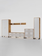 УЦЕНКА Тумба для ТВ HYGGE Ромб, 1844х451х530, Дуб/Белые - Фото 3