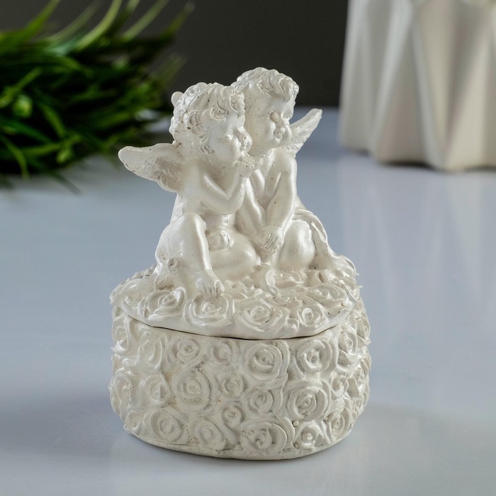 УЦЕНКА Шкатулка для украшений «Ангел», перламутровая, 9 см - Фото 1