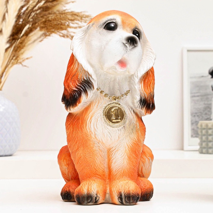 УЦЕНКА Копилка для денег «Собака с медалью рыжая», 24 см - Фото 1