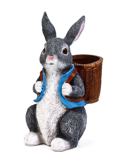 Садовая фигура из полистоуна «Зайчик с рюкзаком», 18×15×35 см, с кашпо, 1.9 л