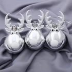 УЦЕНКА Украшение ёлочное "Весёлый олень" (набор 3 шт) 11х6 см, серебро - Фото 2