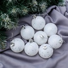 УЦЕНКА Набор шаров пластик d-5 см, 8 шт "Блеск конфетти" белый - Фото 2