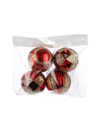 УЦЕНКА Набор шаров пластик d-8 см, 4 шт "Праздничный блеск" красно-золотой - Фото 6