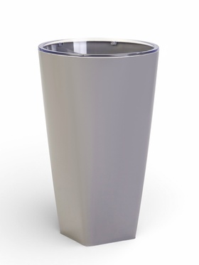 Горшок для цветов «Грейс», d=15 см, h=25 см, с фитильным поливом, со вставкой, серый