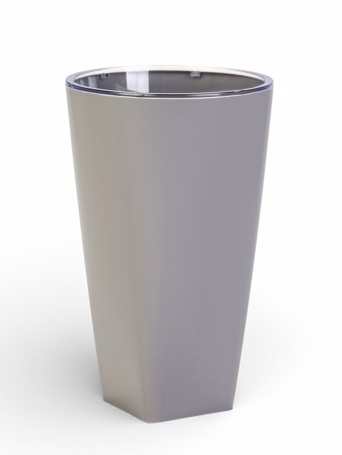Кашпо для цветов «Грейс», 2.7 л, d=15 см, h=25 см, пластиковое, со вставкой, серое - Фото 1