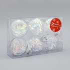 УЦЕНКА Набор шаров пластик d-6 см, 6 шт "Льдинка - серпантин" прозрачный - Фото 5