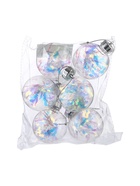 УЦЕНКА Набор шаров пластик d-6 см, 6 шт "Льдинка - серпантин" прозрачный - Фото 7