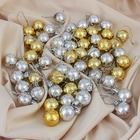 УЦЕНКА Набор шаров пластик d-3 см, 56 шт "Треугольник" золото серебро - Фото 1