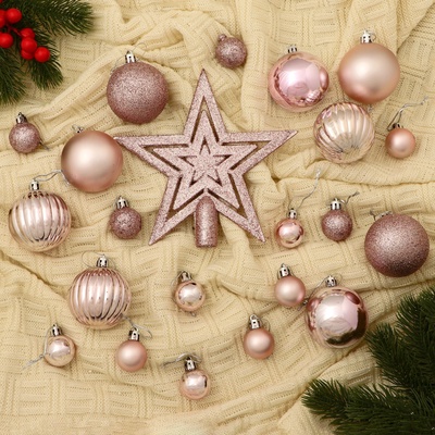 УЦЕНКА Набор украшений пластик 22 шт "Звёздный вечер" розовый