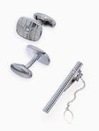 УЦЕНКА Набор мужской стальной «Запонки + Зажим для галстука», клетки, белая в серебре - Фото 1