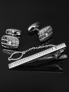 УЦЕНКА Набор мужской стальной «Запонки + Зажим для галстука», клетки, белая в серебре - Фото 5