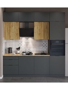 Кухонный гарнитур прямой трёхуровневый под потолок «Виктория 1–3Я», 2400×2520 мм, цвет графит/тегола - Фото 1