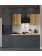 Кухонный гарнитур прямой трёхуровневый под потолок «Виктория 1–3Я», 2400×2520 мм, цвет графит/тегола 10976243