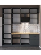 Кухонный гарнитур прямой трёхуровневый под потолок «Виктория 1–3Я», 2400×2520 мм, цвет графит/тегола - Фото 4