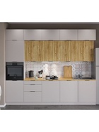 Кухонный гарнитур прямой трёхуровневый под потолок «Виктория 2.1–3Я», 3000×2520 мм, цвет кашемир/тегола 10976244