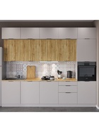 Кухонный гарнитур прямой трёхуровневый под потолок «Виктория 2.1–3Я», 3000×2520 мм, цвет кашемир/тегола 10976244