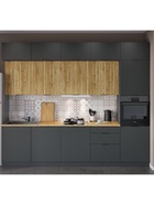 Кухонный гарнитур прямой трёхуровневый под потолок «Виктория 2.1–3Я», 3000×2520 мм, цвет графит/тегола 10976247