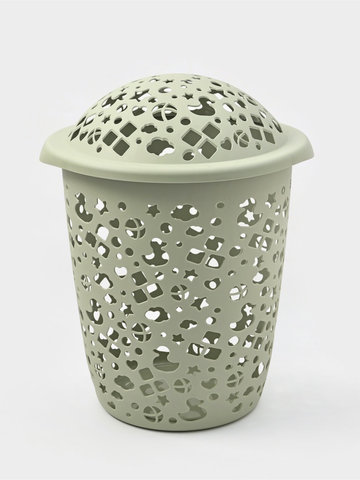 Корзина для белья с крышкой «Непоседа», 45 л, 44×41.5×55.5 см, оливковая