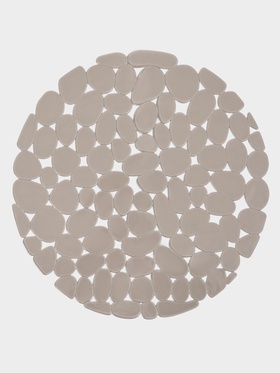 Коврик для раковины Доляна «Галька», круглый, d=29 см, прозрачный, серо-коричневый