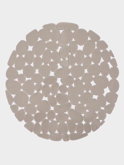 Коврик для раковины Доляна «Галька», круглый, d=29 см, прозрачный, серо-коричневый