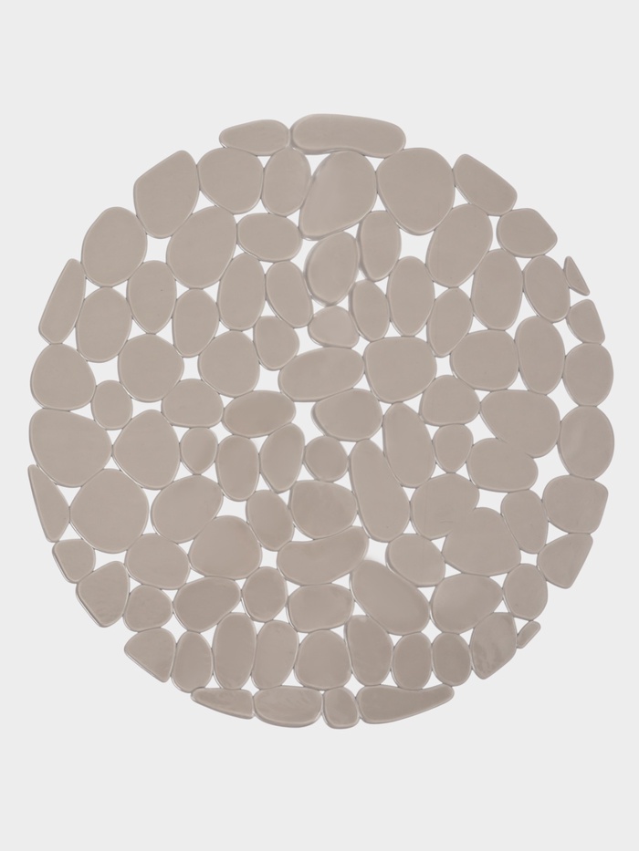 Коврик для раковины Доляна «Галька», круглый, d=29 см, прозрачный, серо-коричневый