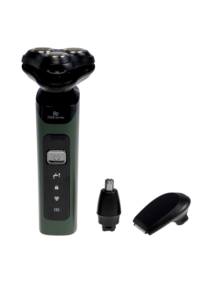 Электробритва LBR-13, роторная, 3 Вт, триммер, 3 головки, сухое бритьё, от АКБ, зелёная - Фото 1