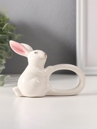 Фигурка - держатель для салфеток «Белый кролик с розовыми ушками», керамика, 5×10×7.5 см - Фото 1