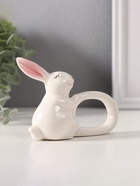 Фигурка - держатель для салфеток «Белый кролик с розовыми ушками», керамика, 5×10×7.5 см - Фото 2